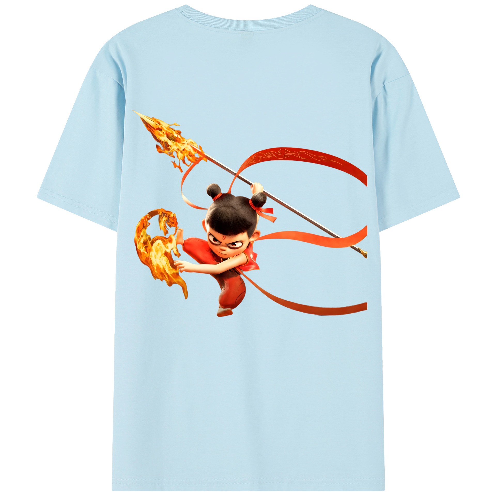 （画像用） Ne Zha 2 ナタ 魔童の大暴れ 綿100％半袖Tシャツ（背面プリント）